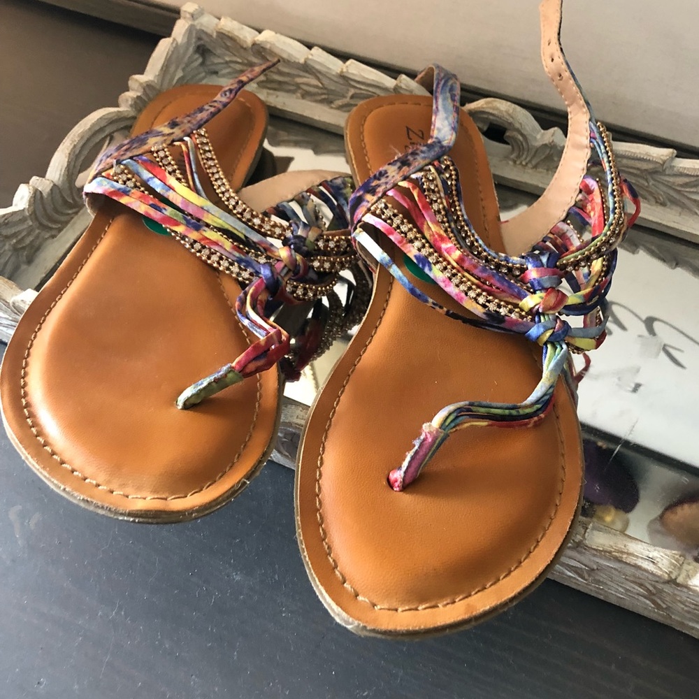 Jeweled flat sandals